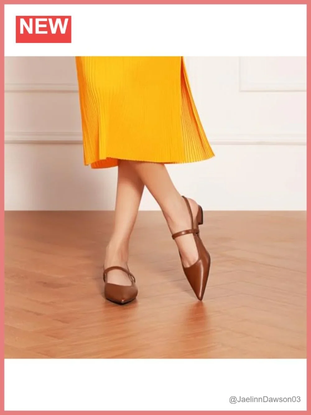 Slingback Flats for Women Pointed Toe Dressy Sandal Vegan Leather